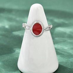 Овальные эмалевые манжеты из нержавеющей стали 304 для женщин&nbsp;RJEW-G355-01P-02