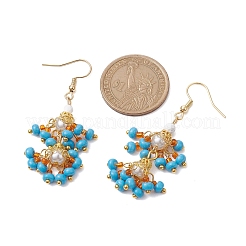 2 пара двухцветных сережек-подвесок из нержавеющей стали 304 EJEW-MZ00130