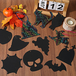 Хэллоуин Радуга скретч-бумага искусство подвеска украшения наборы DIY-WH20013-22