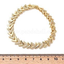 Браслеты-цепочки из латуни с V-образным звеном и микропаве из прозрачных кубических цирконий&nbsp;BJEW-C130-04G