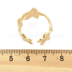 Цветочные латунные манжеты для женщин&nbsp;RJEW-B119-14G-02