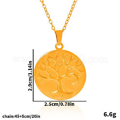 Плоские круглые подвески из нержавеющей стали 304 с деревом жизни для женщин JD5212-2