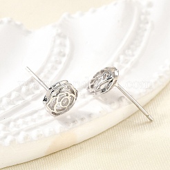 Серьги-гвоздики rose 925 из стерлингового серебра с микропаве из прозрачных кубических цирконий EJEW-S271-01P