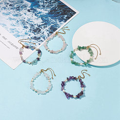 Браслет-слайдер с жемчужными бусинами и чипсами из натуральных драгоценных камней для женщин BJEW-JB08334