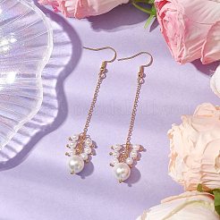 Серьга с подвеской из ракушек и жемчуга EJEW-TA00516