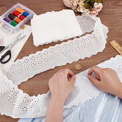 15 ярд хлопковой вышивки с полой цветочной кружевной отделкой&nbsp;OCOR-WH0003-045A