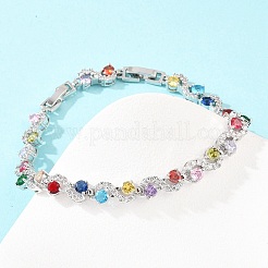 Теннисные браслеты из платиновой латуни с микропаве из кубических цирконий&nbsp;BJEW-B160-08P