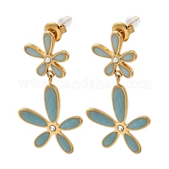 Серьги-гвоздики с эмалированными цветами из нержавеющей стали 304&nbsp;LS-EJEW-G451-02G