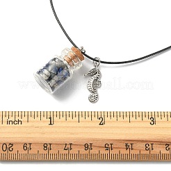 Ожерелье из стеклянной бутылки и сплава с подвеской в виде морского конька NJEW-FZ00014