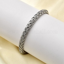 Плетеные браслеты-манжеты из нержавеющей стали 304 для женщин&nbsp;BJEW-A067-07P