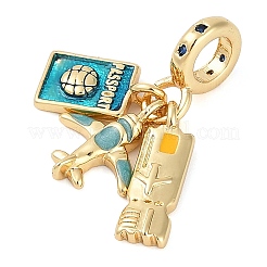 Стойка покрытие латунь прозрачный кубический цирконий европейские подвески-шармы&nbsp;KK-P287-18A-G