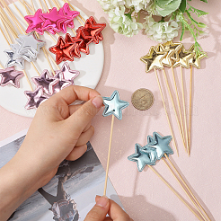 12 набор из 6-х цветных украшений для торта из искусственной кожи с бамбуковой палочкой FIND-CA0009-83