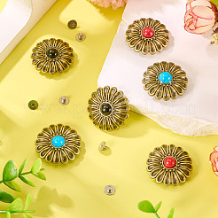 6шт 3-х цветный сплав хризантемы с декоративными заклепками из смолы BUTT-TA0001-30