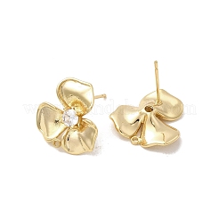 Фурнитура для сережек-гвоздиков в форме цветка из латуни с прозрачными кубическими цирконами&nbsp;LS-KK-A275-01A-G