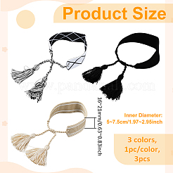 3шт 3-х цветные плетеные браслеты из хлопкового шнура ручной работы для женщин&nbsp;BJEW-GO0002-01