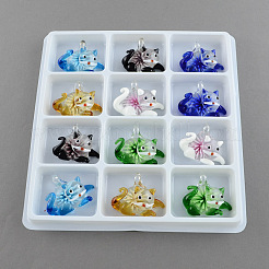 Кулоны с котятами лэмпворк ручной работы LAMP-R106-M8-B