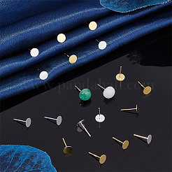 12 шт. 2 цвета 925 плоские серьги-гвоздики из стерлингового серебра&nbsp;STER-DC0001-62B