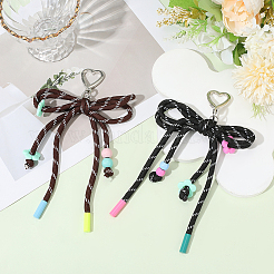 2 шт. 2-х цветные акриловые и полиэстеровые подвесные украшения в виде бантов&nbsp;HJEW-GF0001-61