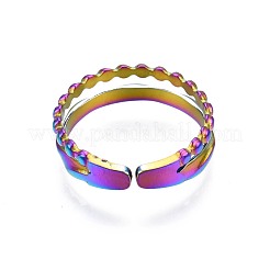 Полое широкое манжетное кольцо из нержавеющей стали 304&nbsp;RJEW-N038-100