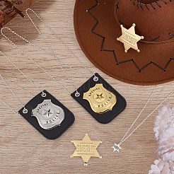 2 шт. 2-цветный полицейский значок из искусственной кожи и сплава с цепочкой и ремнем&nbsp;AJEW-MA0001-24