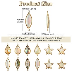 12 шт. 6 стиля латунные подвески-соединители из натуральной белой ракушки&nbsp;KK-CJ0003-65