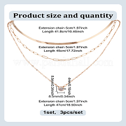 Сплав паве прозрачный кубический цирконий плоский круглый кулон 3 слой ожерелья&nbsp;NJEW-LP0009-45