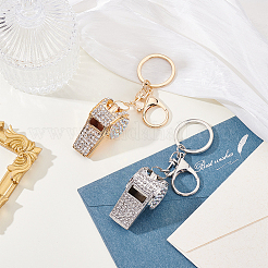 2 шт. 2-цветные брелки из сплава со стразами&nbsp;KEYC-PH0002-20