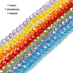 7 нить 7 цвета гальваники прозрачные стеклянные бусины пряди&nbsp;EGLA-FP0001-03