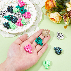 20 шт. 5-х цветные силиконовые бусины-фигурки в виде кактуса SIL-HS0001-05