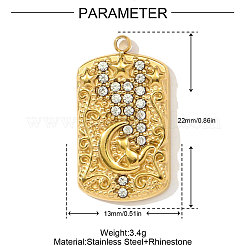 Подвески из нержавеющей стали 304 со стразами&nbsp;STAS-OY003-93G