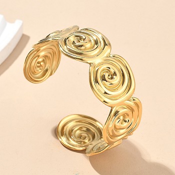 Браслеты-манжеты из нержавеющей стали 304 для женщин, вихревые, ионное покрытие (ip), реальный 14k позолоченный, внутренний диаметр: 2x2-1/8 дюйм (5x5.25 см)