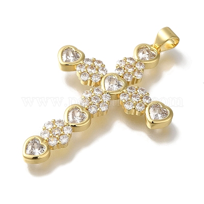 Подвеска из латуни с микропаве и поперечной стойкой KK-U019-17G-02-1