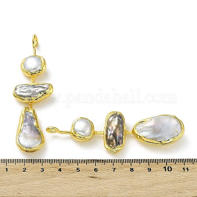 Большие латунные подвески с покрытием стойки с натуральным жемчугом кеши KK-K348-15G-1