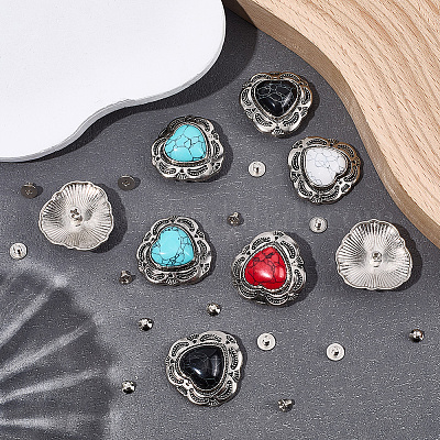 8 комплект декоративных заклепок из сплава 4 цветов BUTT-CP0001-08-1