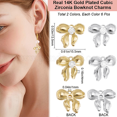 12шт 2 цвета латунные микропаве прозрачные кубические циркониевые подвески KK-BBC0015-63-1