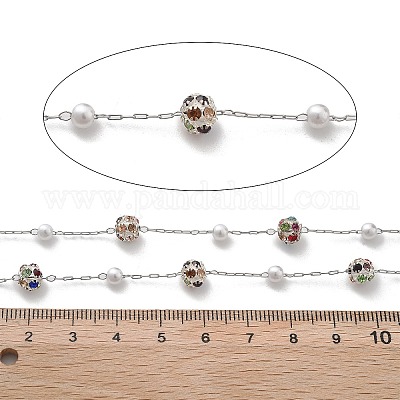 Цепочки ручной работы из искусственного жемчуга и страз из АБС-пластика CHS-L028-04P-1