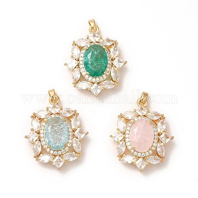 Подвески из латуни и дробленого льда с кубическим цирконием KK-H438-06G-1