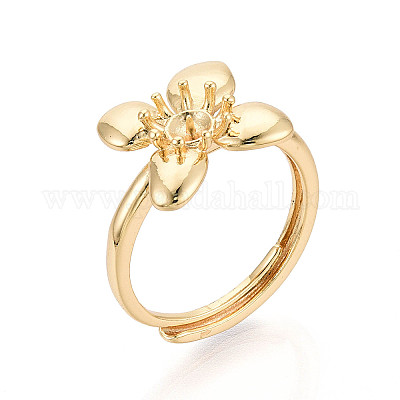 Регулируемые кольца из латуни с цветком KK-T079-20G-1