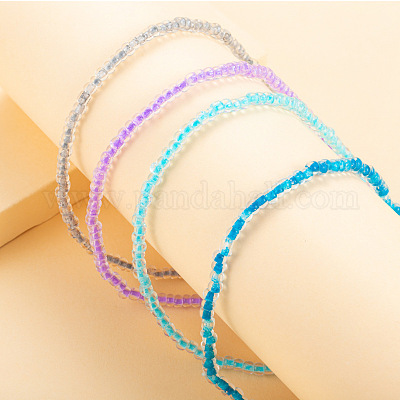 4 шт. 4-цветные светящиеся браслеты на ногу из пластика в форме ронделла с бисеринами WG02137-01-1