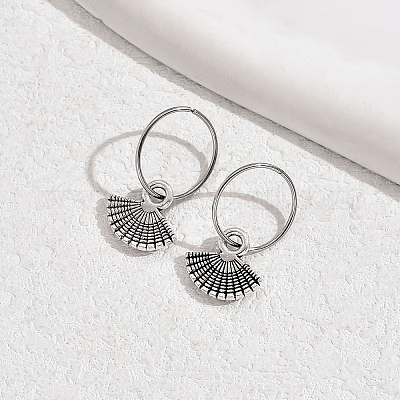 Элегантные латунные серьги-кольца в форме веера HK3249-1