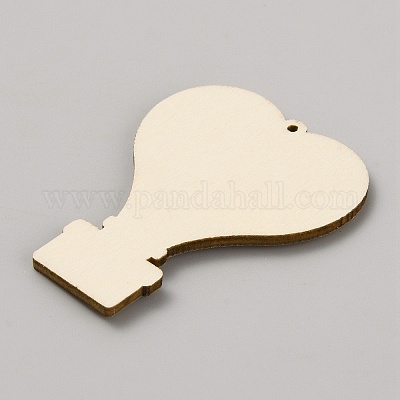 Большие подвески из дерева с одним лицом и принтом в форме сердца WOOD-CJC0011-07I-1