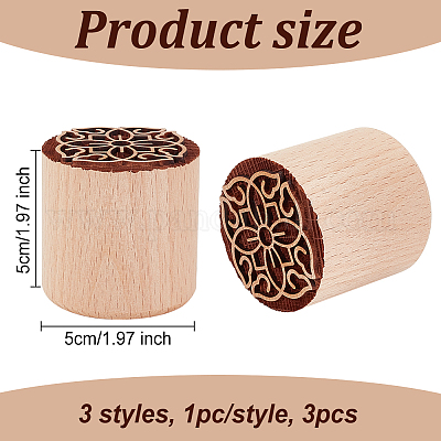 3 шт. 3 стиля круглые деревянные традиционные китайские штампы в виде лунных пряников AJEW-OC0004-19B-1