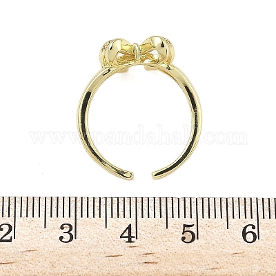 Латунные микро проложить манжеты кольца кубического циркония RJEW-D322-06G-1