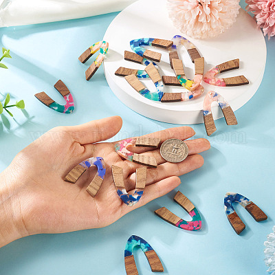 16 шт. подвески из 8-х цветов из смолы и ореха FIND-TA0006-36B-1