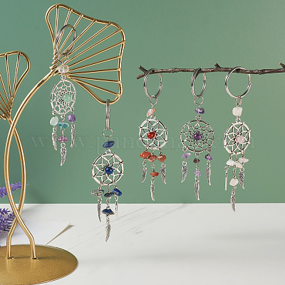 20шт 10-х стилистический брелок с натуральными драгоценными камнями KEYC-KS0001-05-1