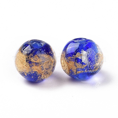 Бусины ручной работы золотой фольги стекла LAMP-C004-03A-1