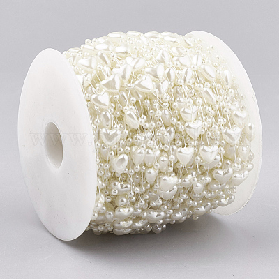 Абс пластика имитация жемчуга бисером отделка гирляндой AJEW-S071-02C-1