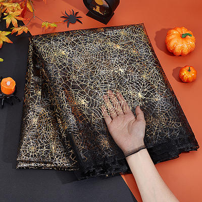 Полиэстеровая сетчатая ткань на тему Хэллоуина DIY-WH0661-37A-1