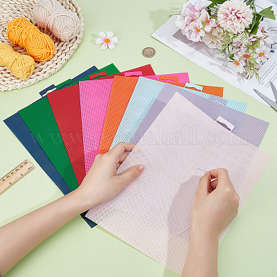 8 шт. 8-х цветные пластиковые сетчатые холсты DIY-BC0015-46-1