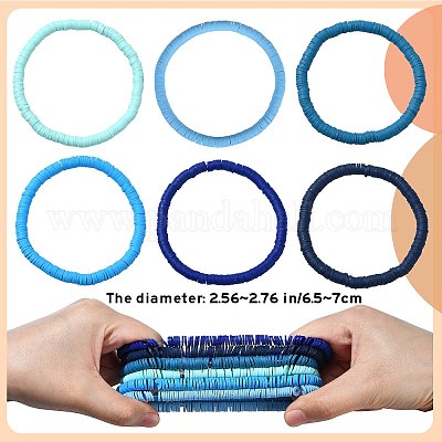 6шт 6 цвета браслеты ручной работы из полимерной глины стрейч BJEW-SW00139-1